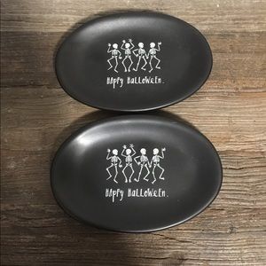 Rae Dunn Happy Halloween Skeleton Black Plates